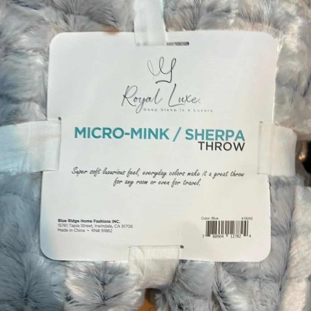 Gray Micro-Mink Sherpa Throw